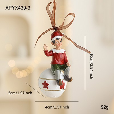Cartoon Style Resin Christmas Tree Hanging Ornament Bell Decoration