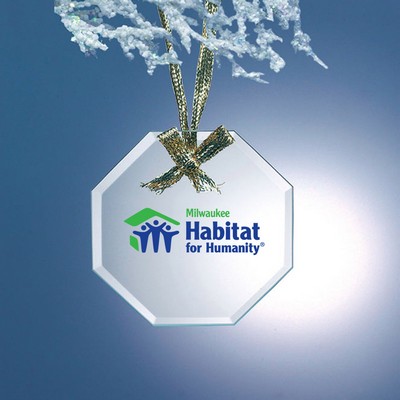 Beveled Jade Glass Ornament - Octagon