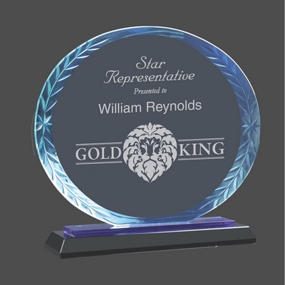 Oval Accent Glass Award on Blue & Black Base (5¾")