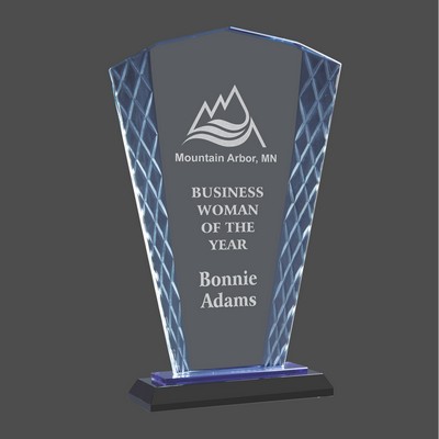Fan Accent Glass Award on Blue & Black Base (9½")