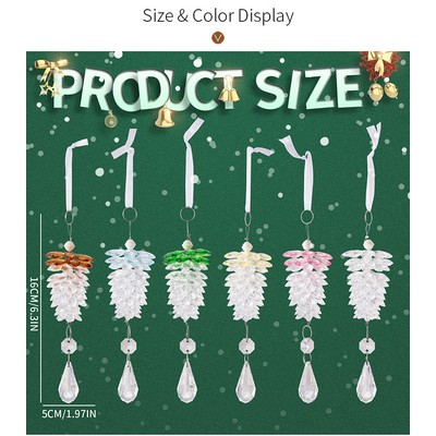 Christmas Acrylic Pinecone Ornament Realistic Transparent Crystal Mini Tree Hanging Decor