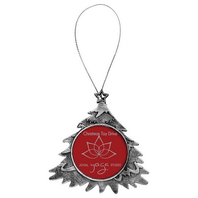 4" Silver Tree Ornament with Silver String
